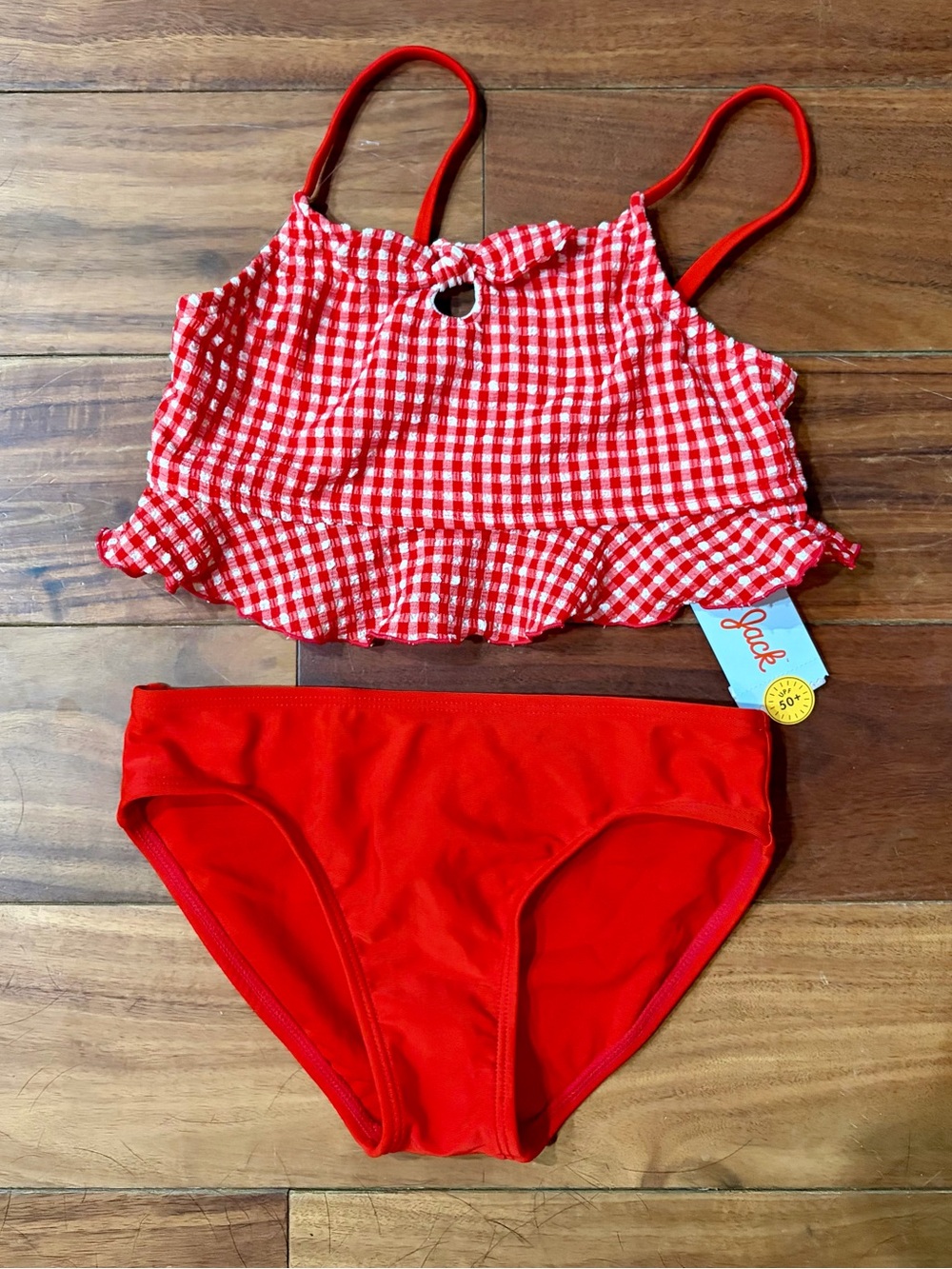 Cat & Jack Red Gingham Ruffle Two-Piece Swimsuit